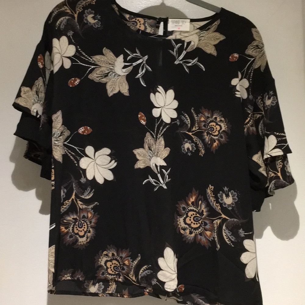 Sienna Sky Black Floral Blouse Size M